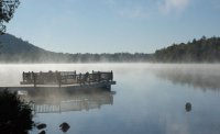 Morning mist over Blue Mountain Lake